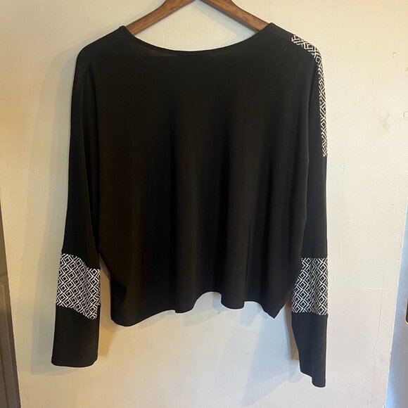 JOSEPH RIBKOFF Women's Black & White Patterned 2 Pc Long Sleeve Tank Top Set - Picture 4 of 11